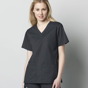 Womens wonderwink work scrub top pewter